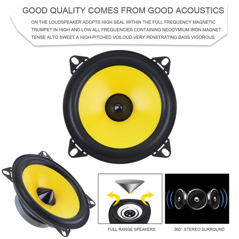 ePathChina 4 inch 60W 2-Way Full Range Frequency Car Audio Stereo Speaker Automobile Loudspeaker 2 pcs - Image 2